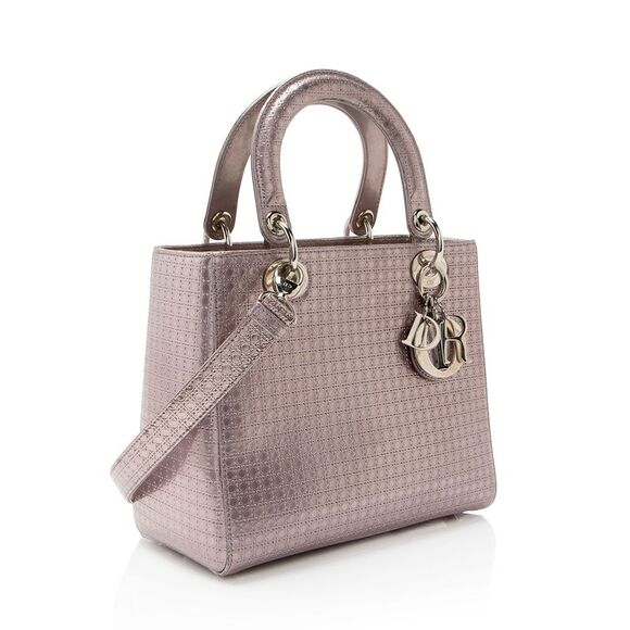 Dior Micro Cannage Metallic Calfskin Lady Dior Medium Tote - Picture 2 of 10